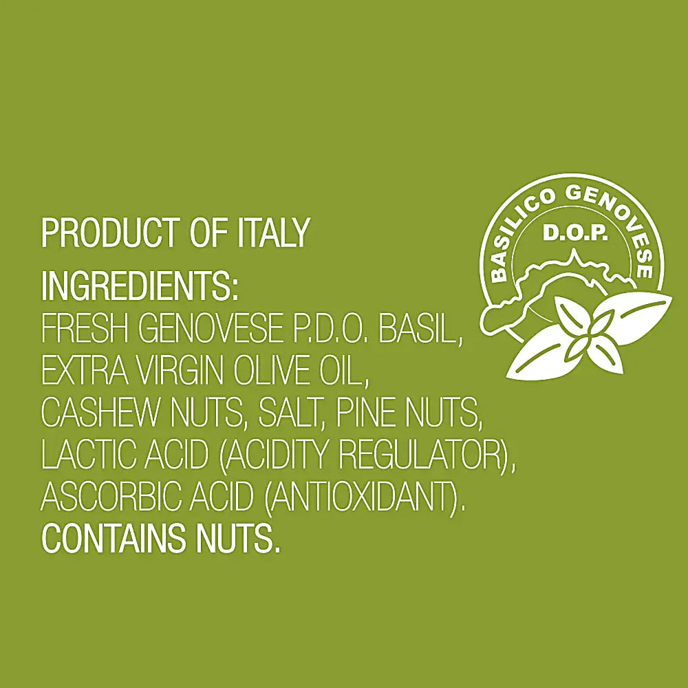 Co. Sanremo Vegan Basil Pesto PDO, 6.7 oz.