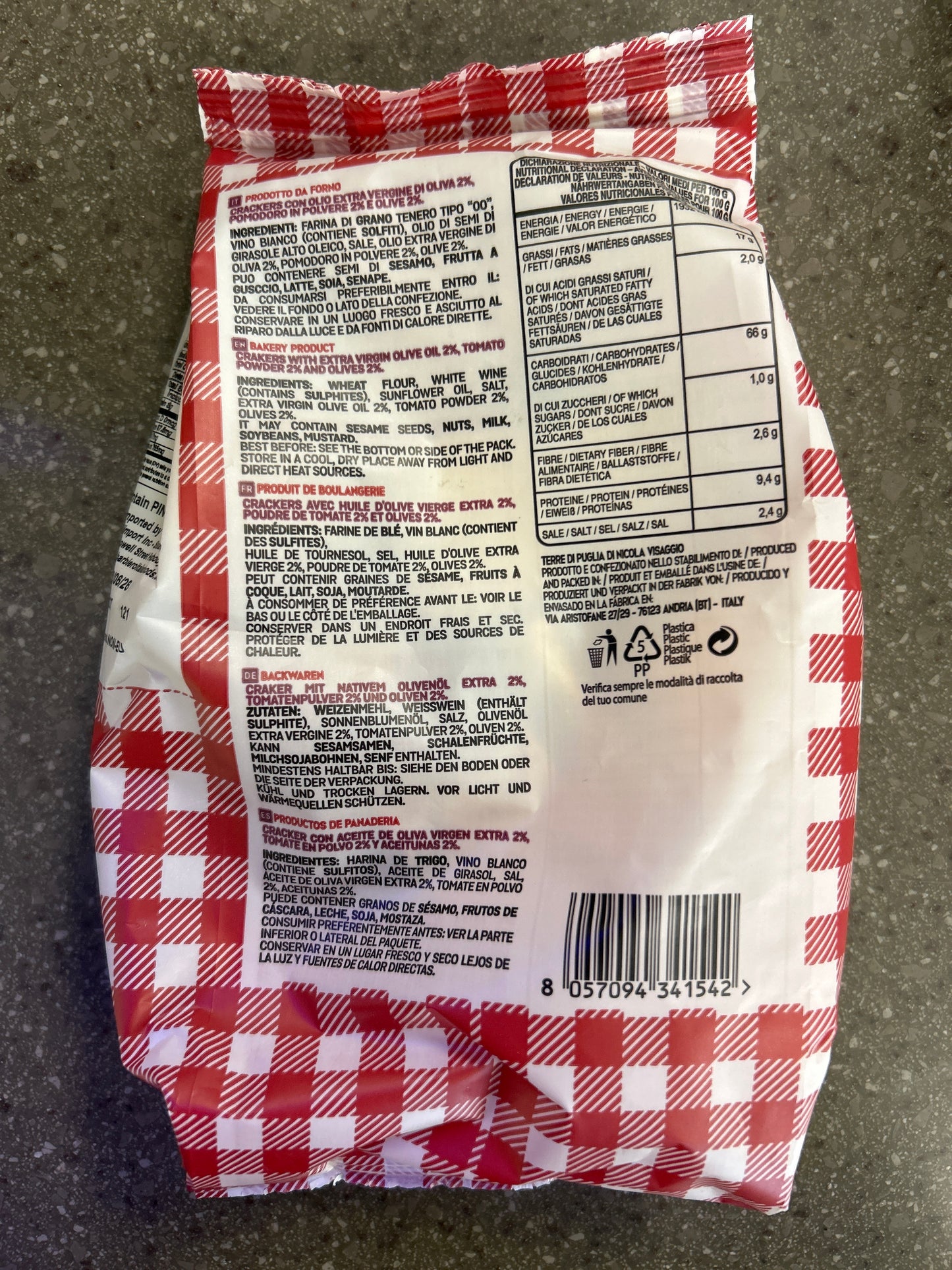 Pan Quadrotti Tomato & Olive crackers