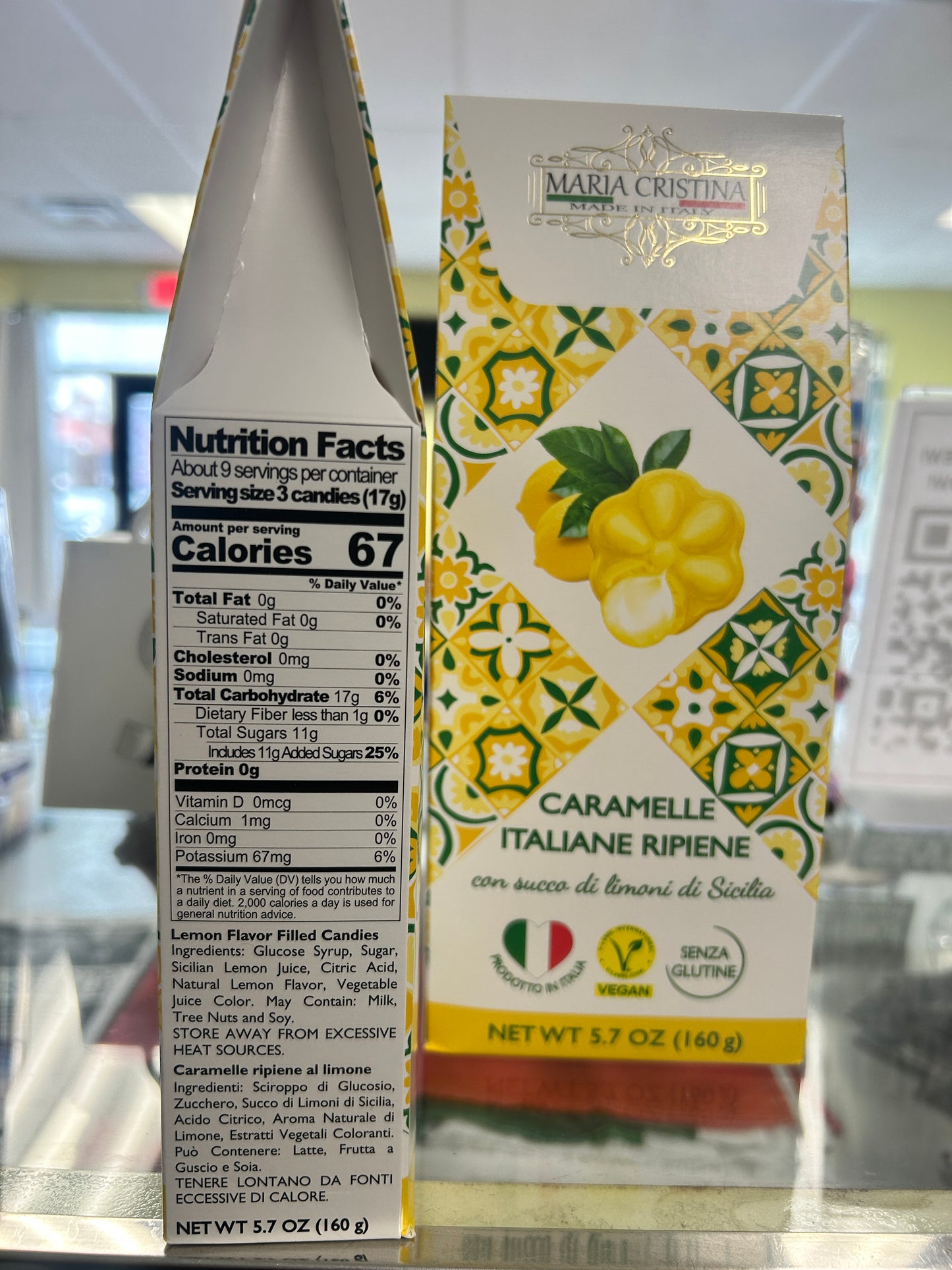 Maria Christina Italian Lemon Hard Candies with lemon juice filling